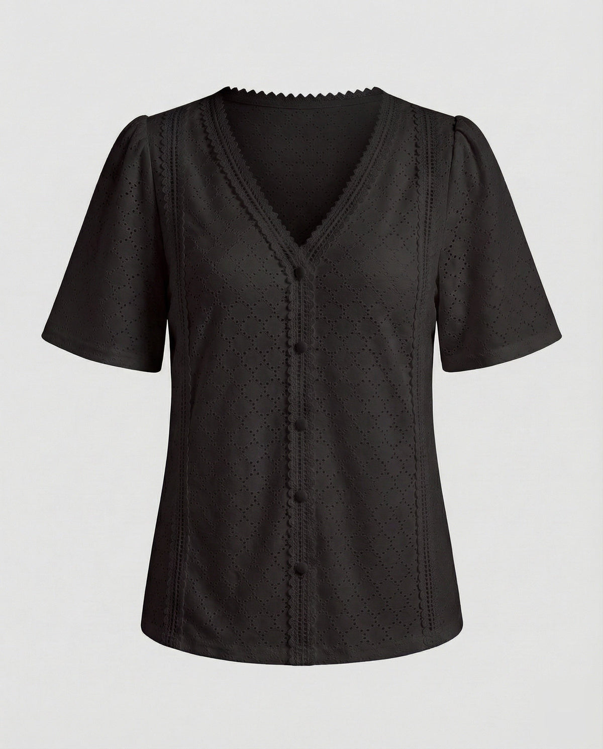 Women's Eyelet Pattern A-Line Blouse Top