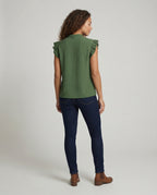 Women's Structured Ruffled Sleeve Blouse Top - Back View