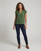 Women's Structured Ruffled Sleeve Blouse Top - Front View