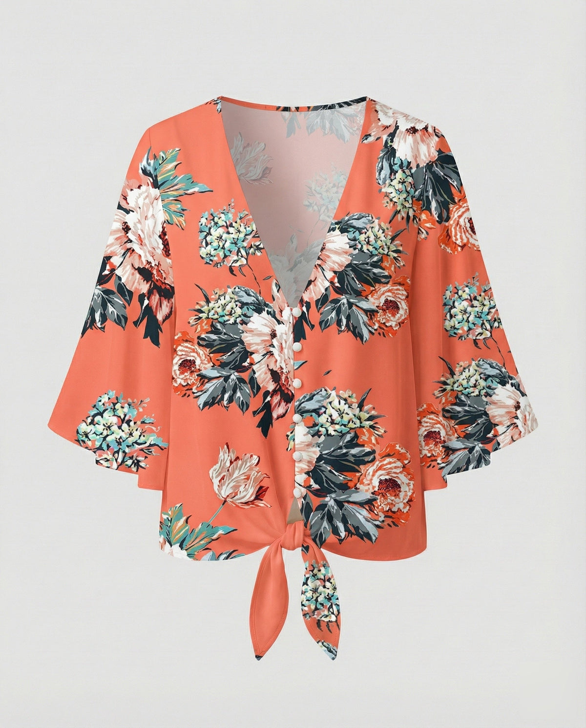 Women's Bell Sleeve Knot Blouse Top
