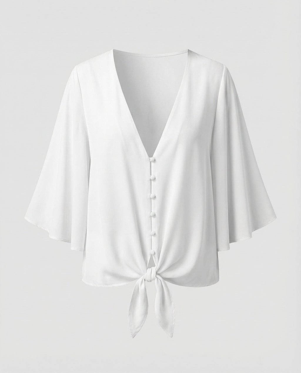 Women's Bell Sleeve Knot Blouse Top