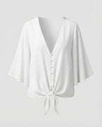 Women's Bell Sleeve Knot Blouse Top