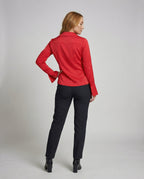 Women's Satin-Look Blouse Jacket with Deep V-Neck - Back View