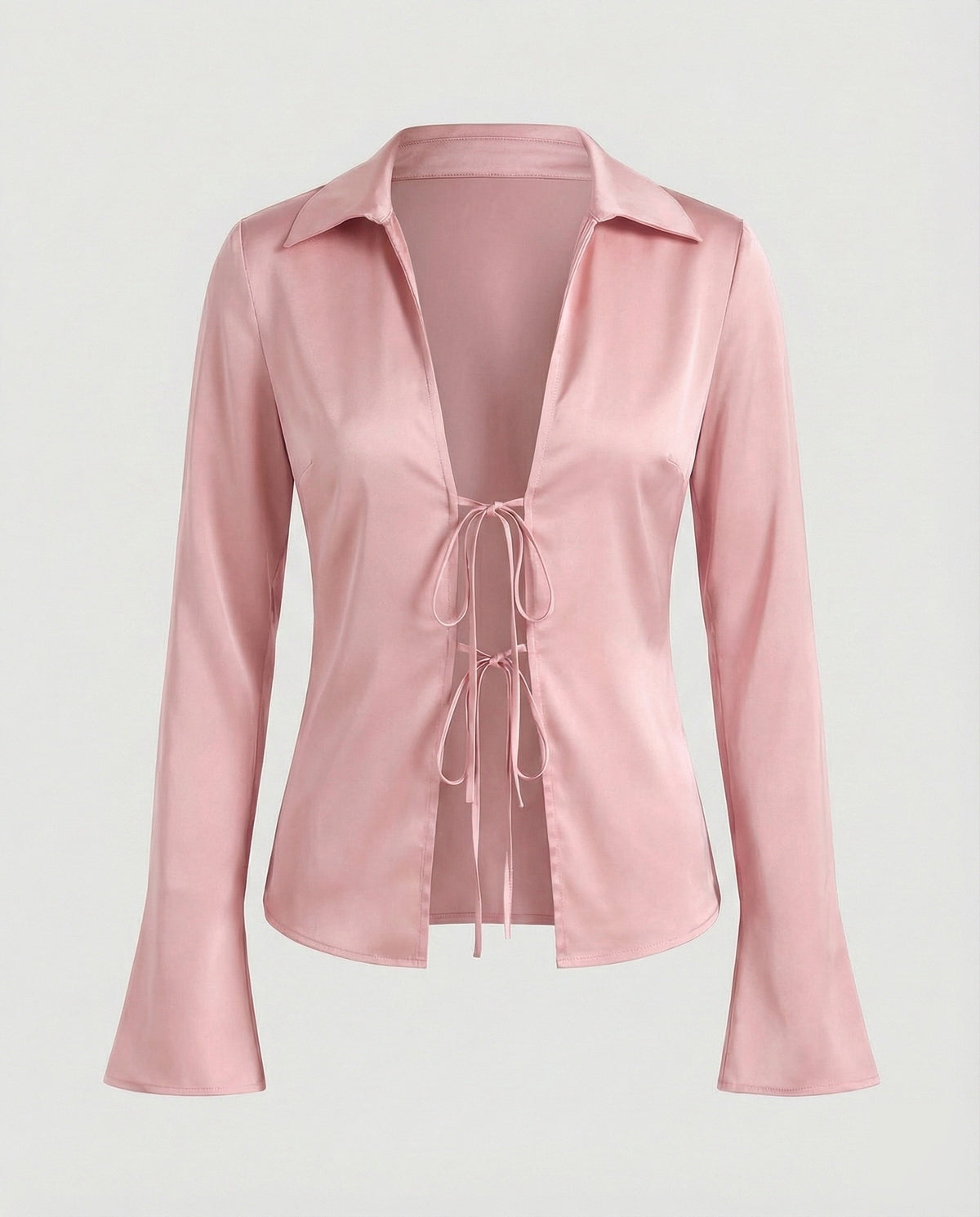 Women's Satin-Look Blouse Jacket with Deep V-Neck