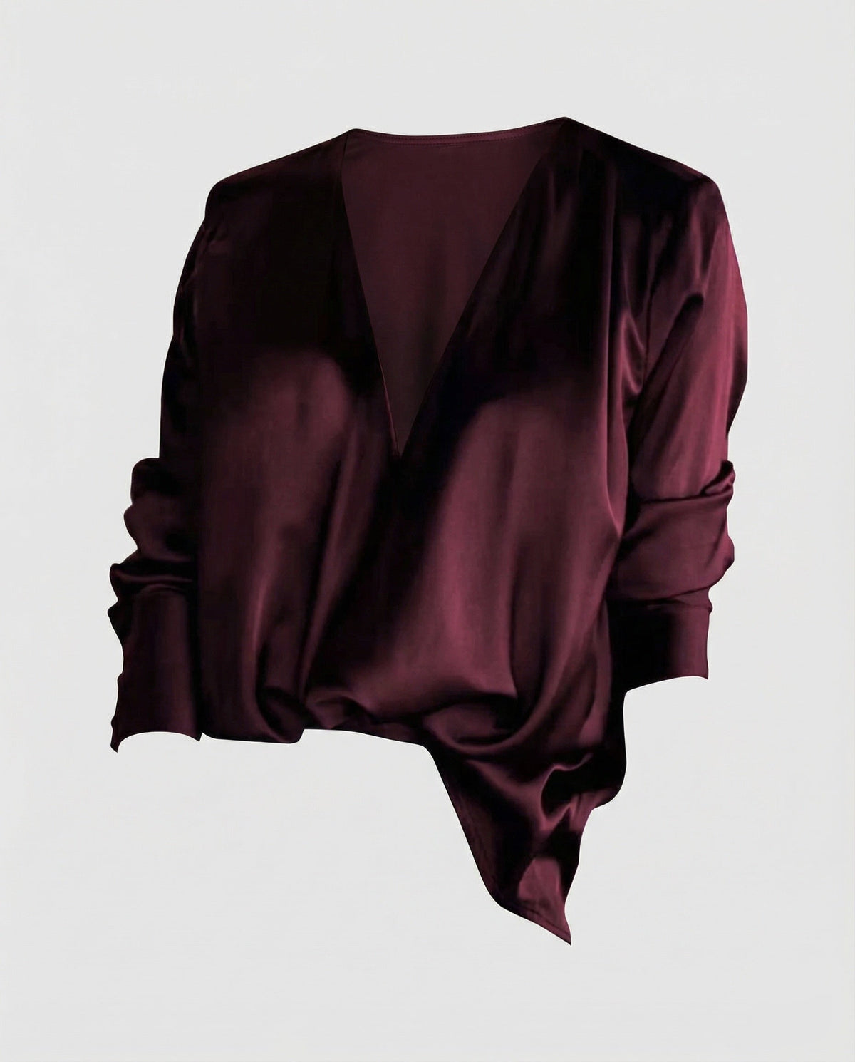 Women's Semi-Sheer Flowing Blouse Tunic with Deep V-Neckline