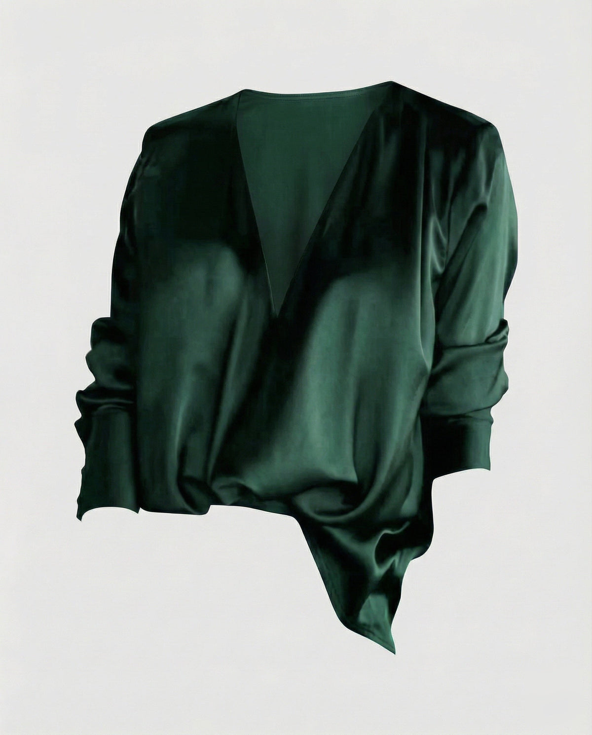 Women's Semi-Sheer Flowing Blouse Tunic with Deep V-Neckline