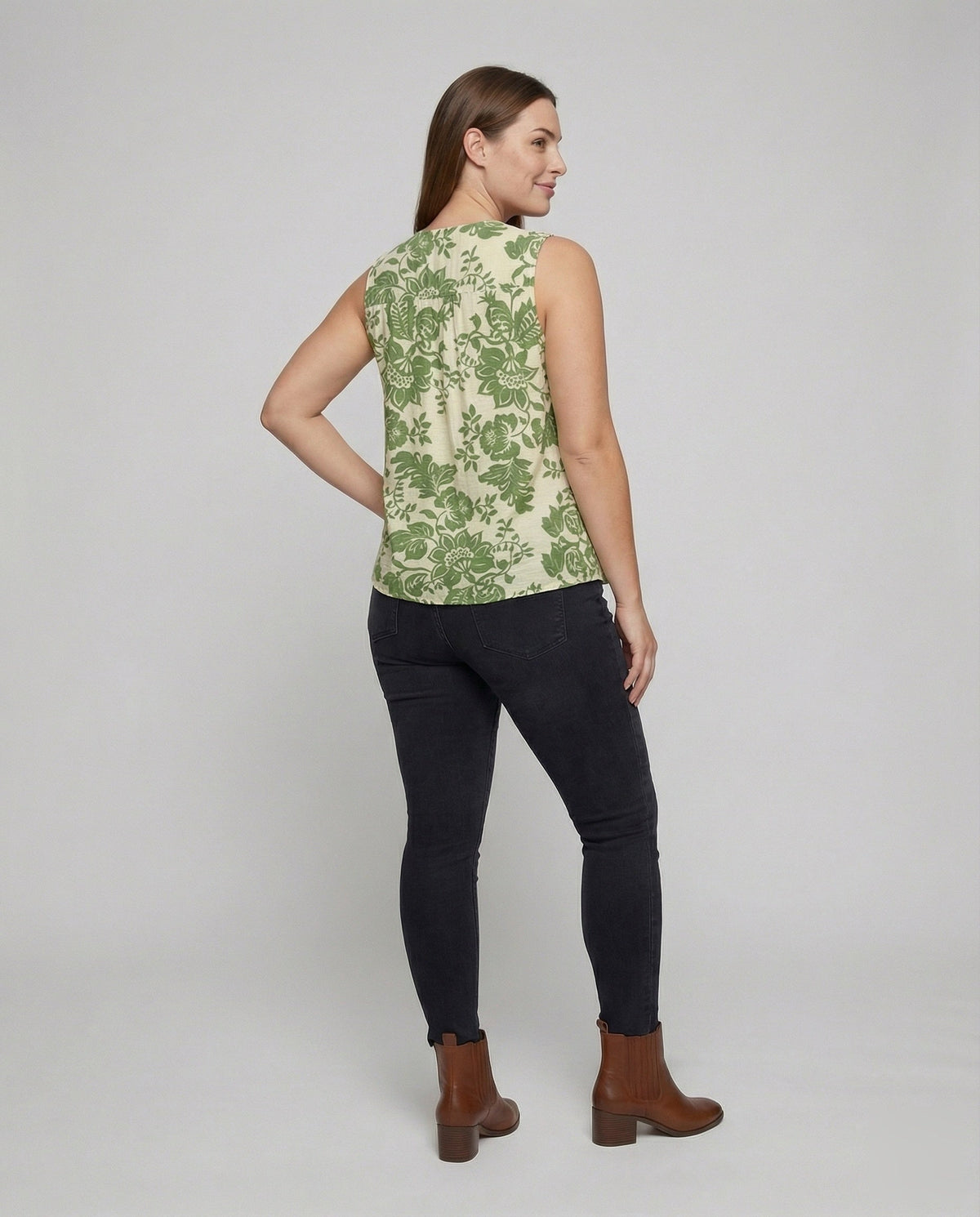 Women's Decorative A-Line Cotton Blouse Top - Back View