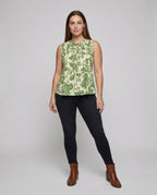 Women's Decorative A-Line Cotton Blouse Top - Front View