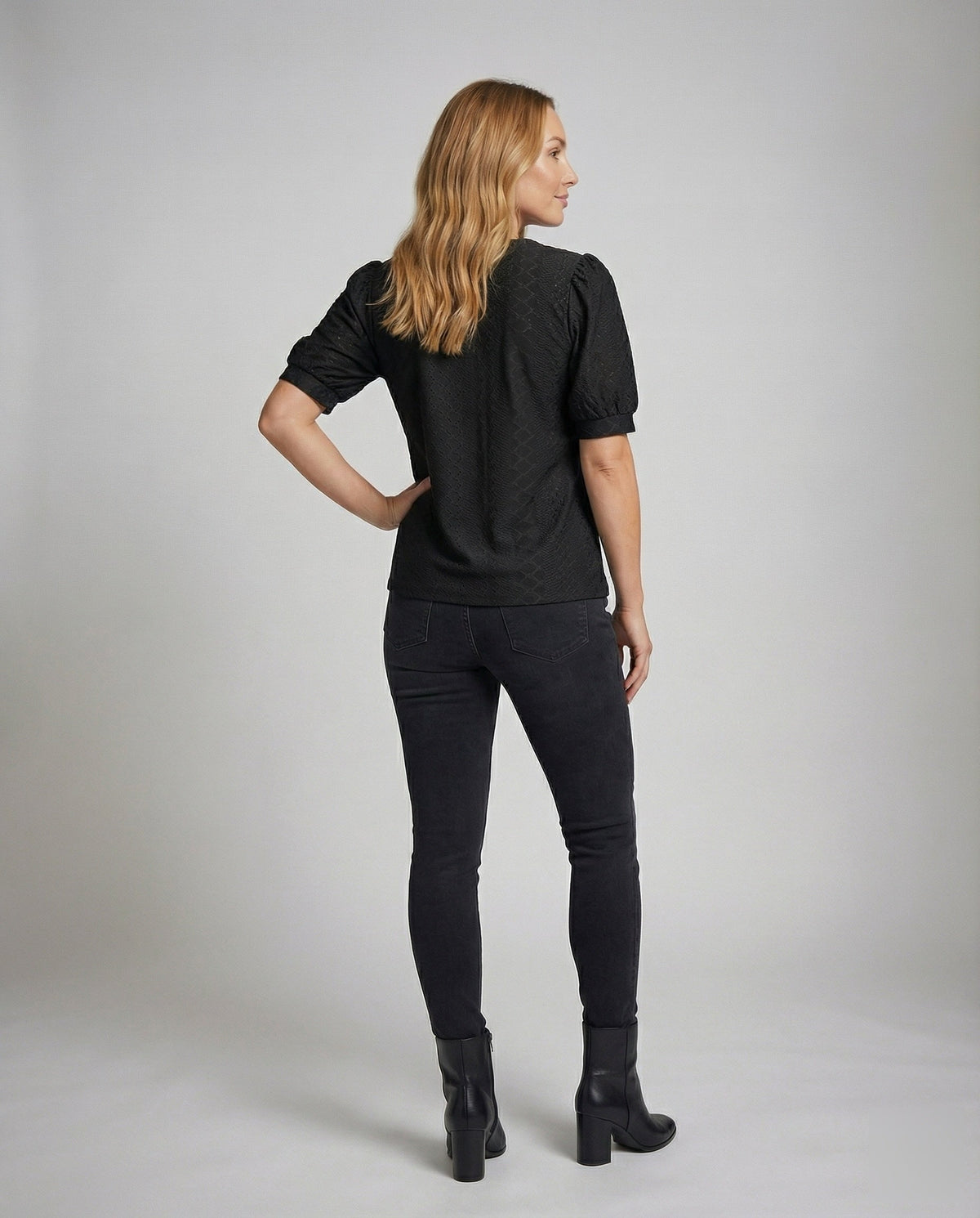 Women's Light Lace Embroidery Blouse Top - Back View
