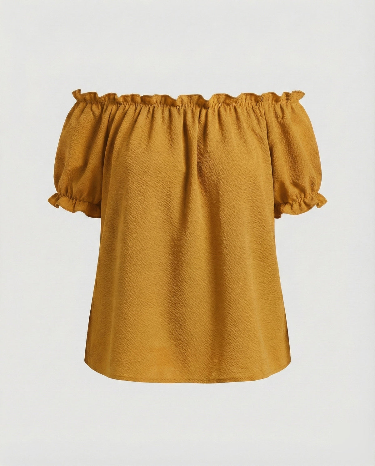 Women's Ruched Neck Puff Sleeve Blouse Top