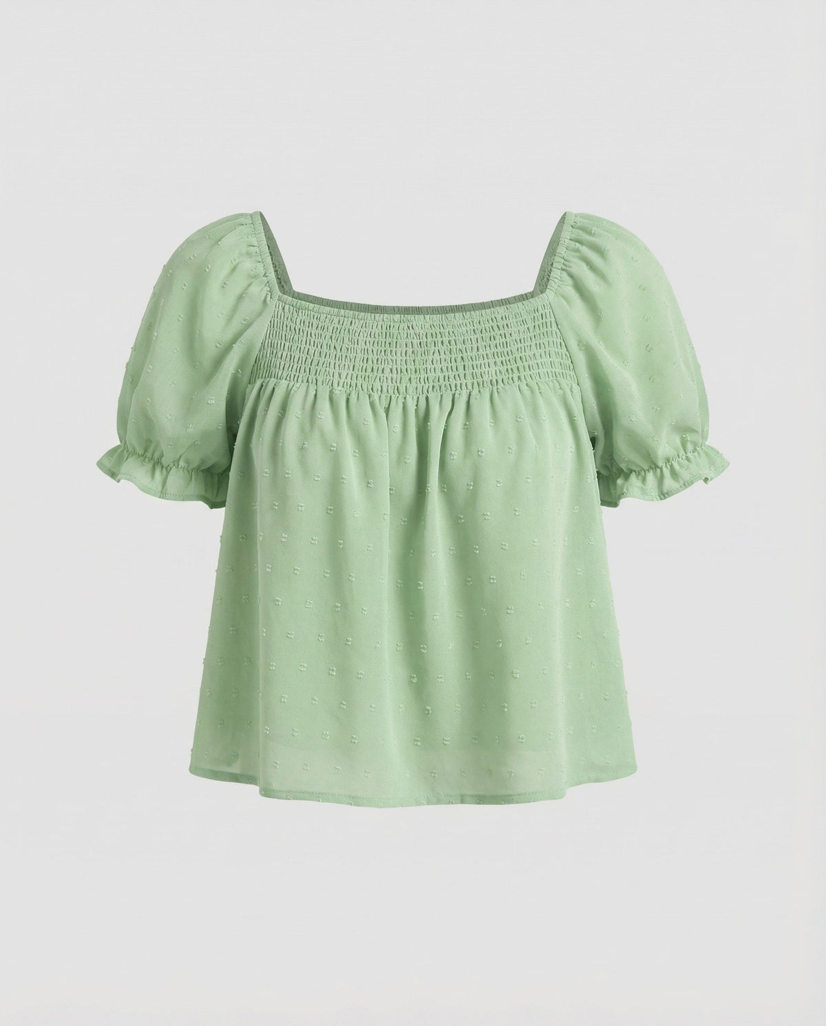 Women's Lightweight Square Neck Mixed Fabric Girl Smock Blouse Top