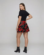 Women's Military Wrap Hem Blended Fabric Camouflage Mini Skirt - Back View