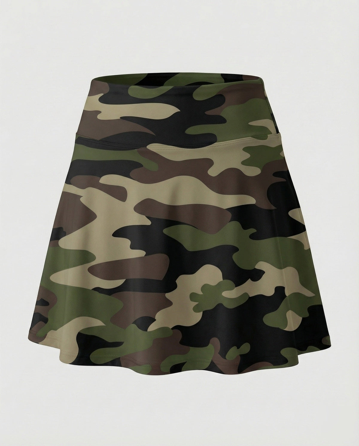 Women's Military Wrap Hem Blended Fabric Camouflage Mini Skirt