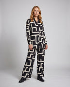 Women's Graphic Graphic Pattern Blended Fabric Long Blouse-Pants Set - Front View