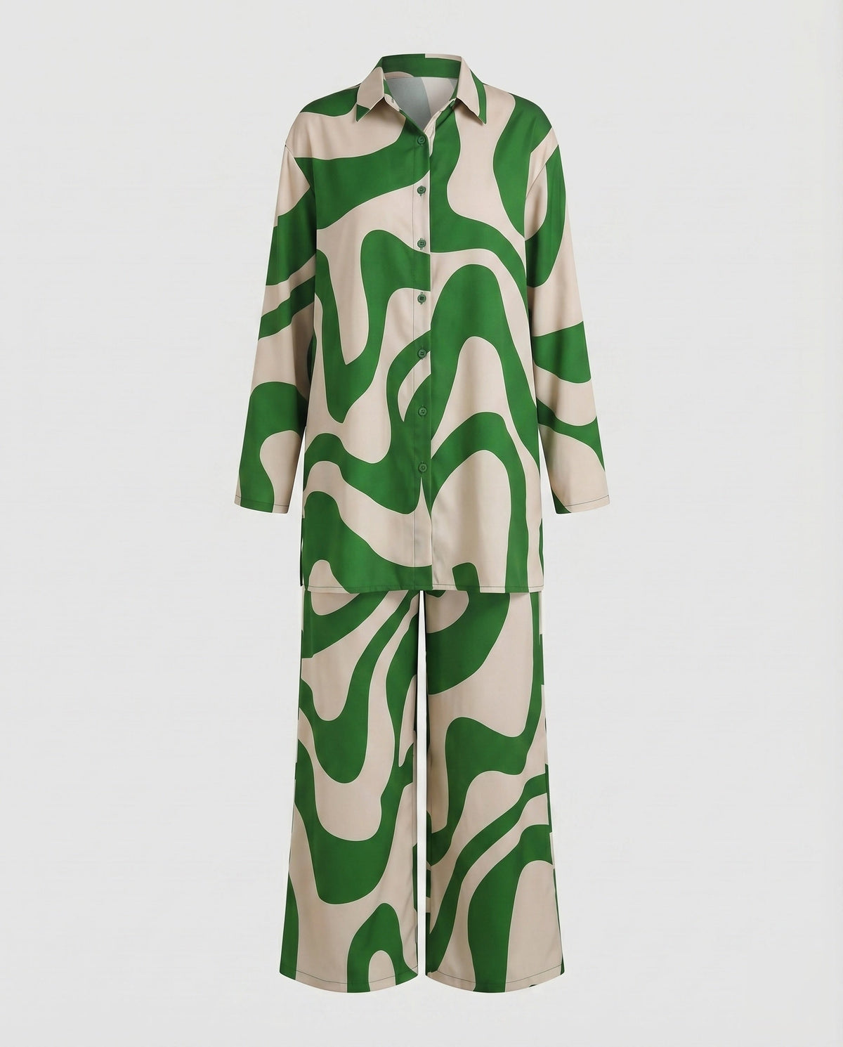 Women's Graphic Graphic Pattern Blended Fabric Long Blouse-Pants Set