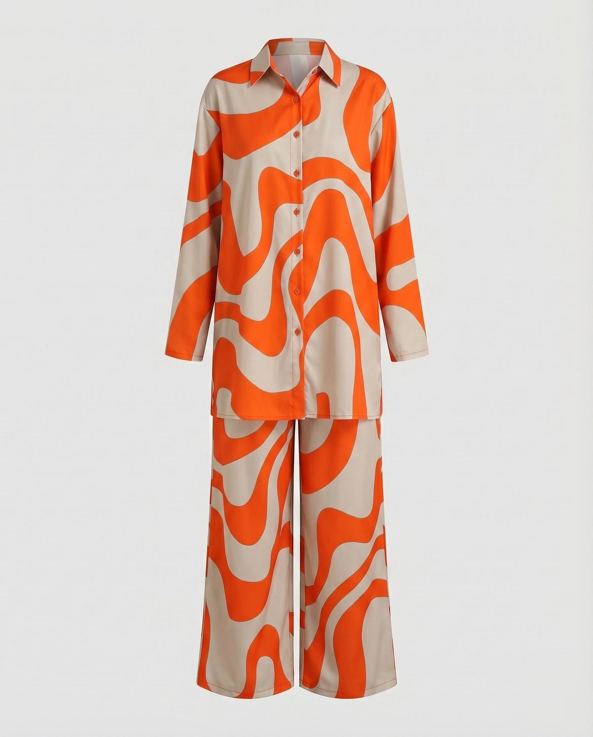 Women's Graphic Graphic Pattern Blended Fabric Long Blouse-Pants Set