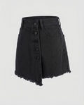 Women's Jeans Skort Asymmetric Button Placket Inner Pants