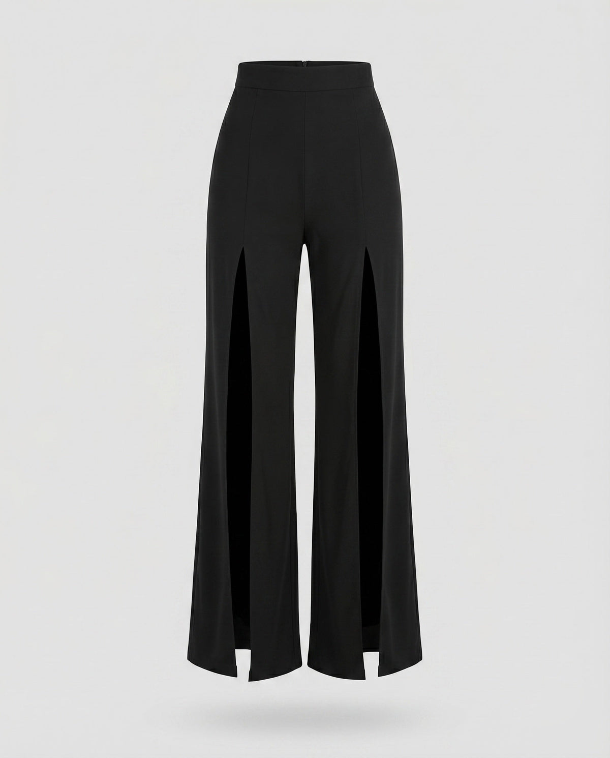 Women's Palazzo Pants Leg Slits Elastic Waist High-Waist