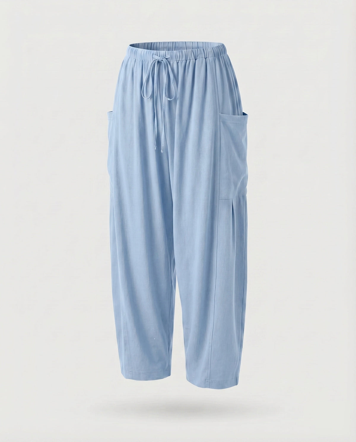 Women's Culotte Pants Linen Mix Drawstring Side Pockets