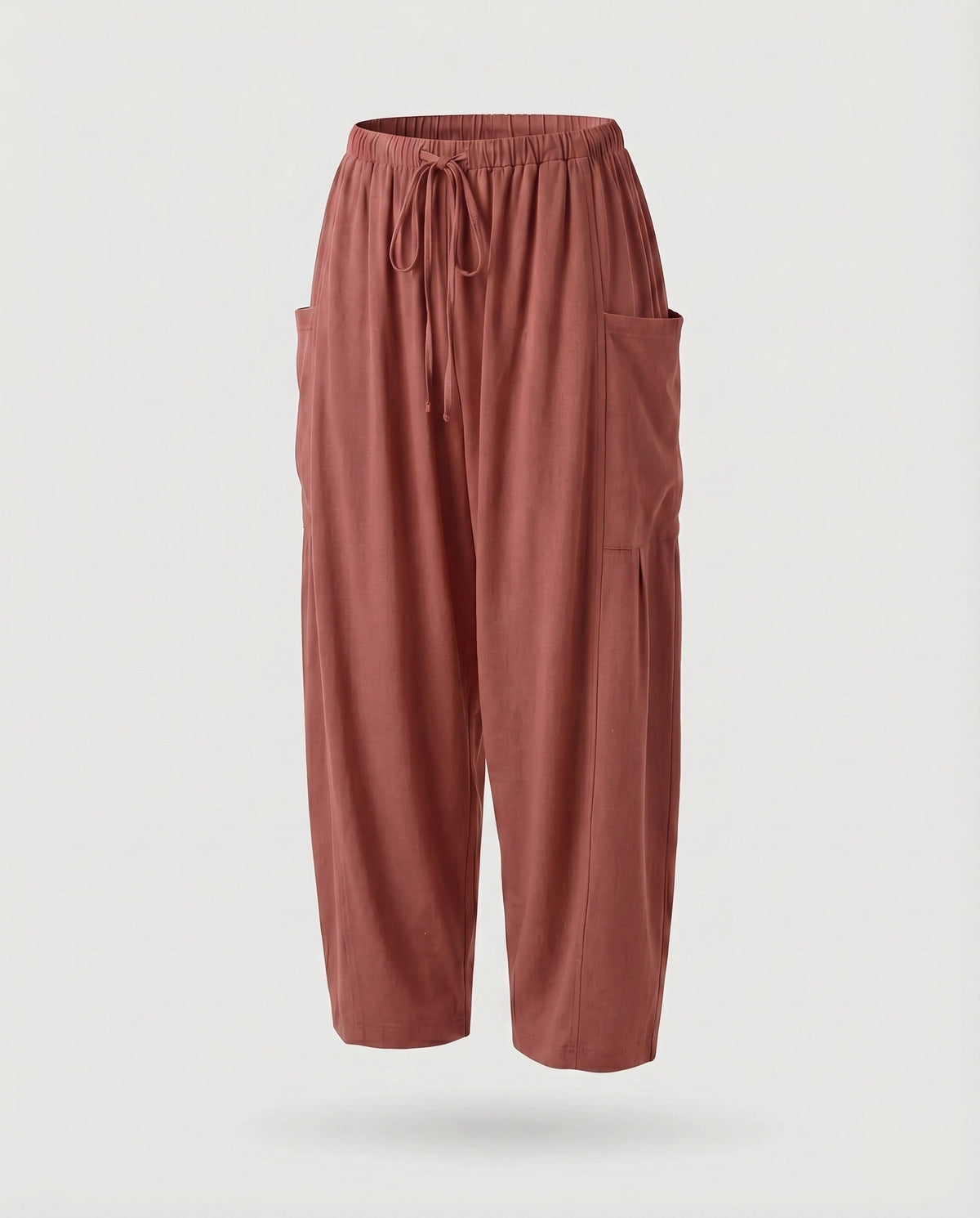 Women's Culotte Pants Linen Mix Drawstring Side Pockets