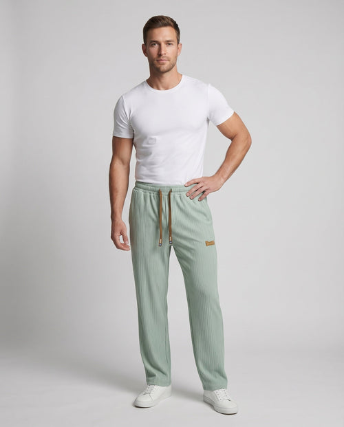 Unisex Sweatpants High Waist Ankle Cuffs Casual - Front View