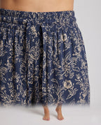 Women's Cotton-Linen Pants Floral Print Tie Belt Loose - Close-Up Detail