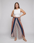 Women's Palazzo Pants Layered Look Ethno Print Boho - Front View
