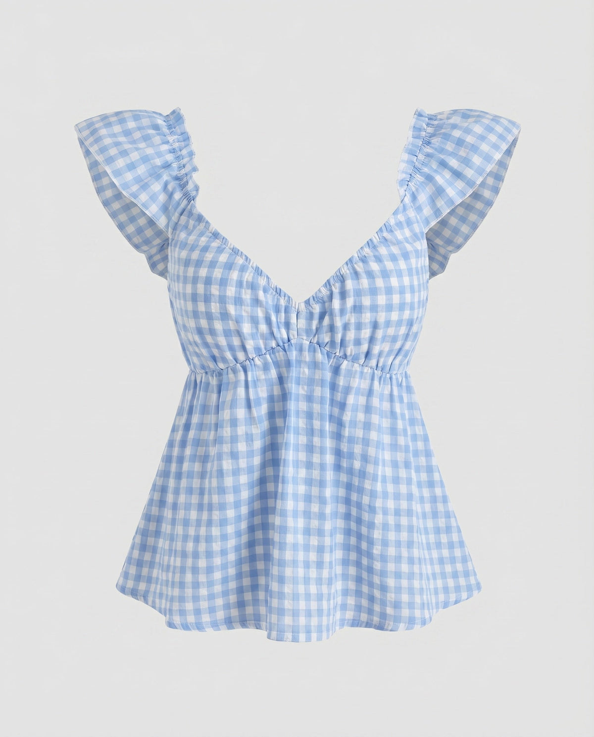 Women's Blouse Shirt with Decorative Ruffles and V-Neck