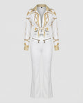 Women's Elegant Set with Blouse and Pants with Tie Belt