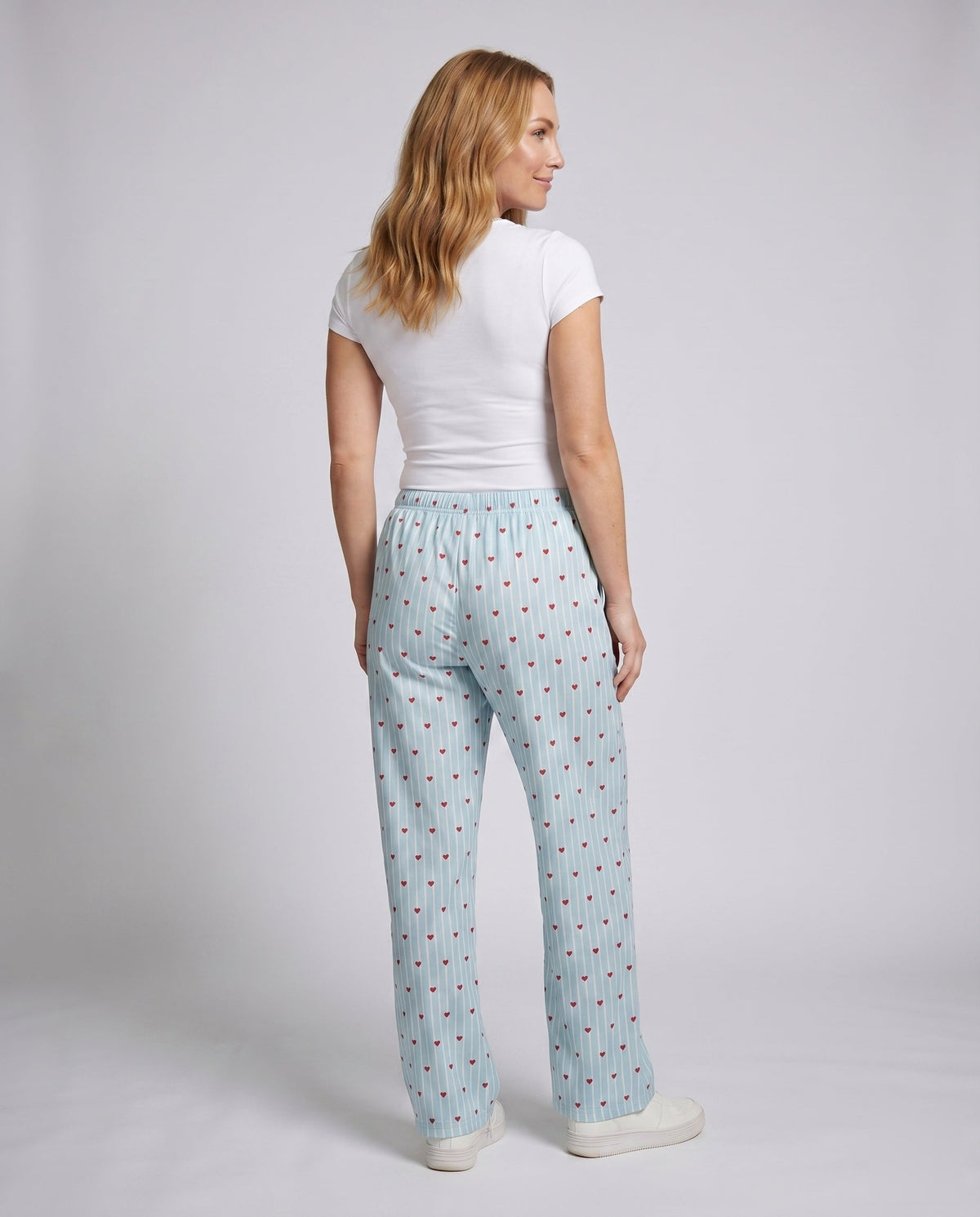 Women's Long Leisure Pants with Heart Design and Loose Fit - Back View