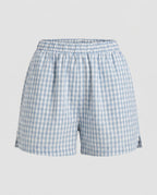 Women's Casual Harem Pants with Elastic Waistband and Checkered Design