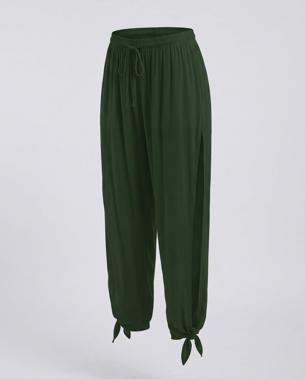 Women's Airy Palazzo Pants with Side Slit and Drawstring