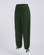 Women's Airy Palazzo Pants with Side Slit and Drawstring
