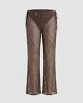 Women's Elegant Transparent Wide-Cut Pants with Embellished Details
