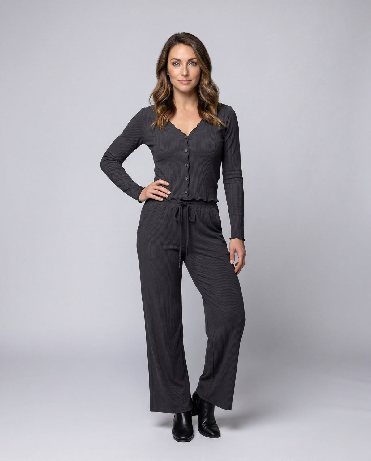 Women's Comfortable Pajama Set made of Soft, Breathable Material - Front View