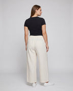 Women's Elegant Wide-Cut Summer Pants with Elastic Waistband - Back View