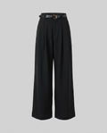 Women's Elegant Wide Linen Pants with High-Waisted Cut