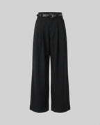 Women's Elegant Wide Linen Pants with High-Waisted Cut