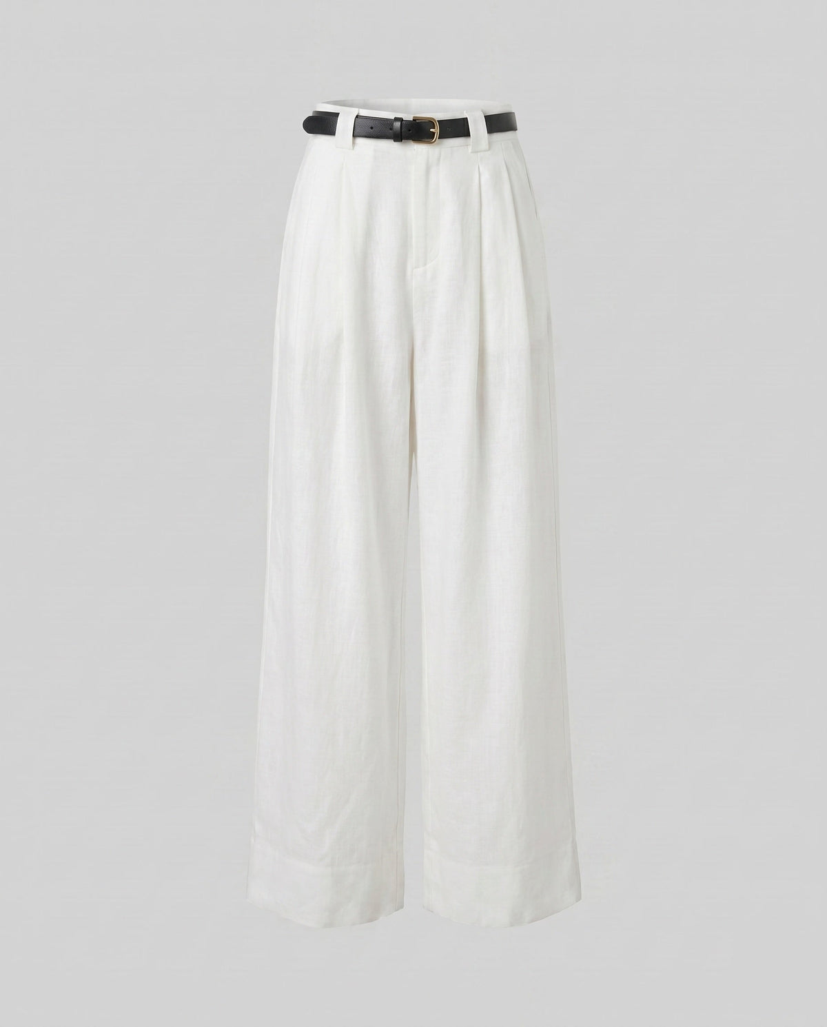 Women's Elegant Wide Linen Pants with High-Waisted Cut