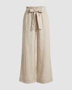 Women's Casual Linen Pants with Wide Cut and Elastic Waistband