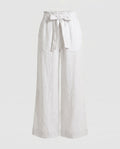 Women's Casual Linen Pants with Wide Cut and Elastic Waistband