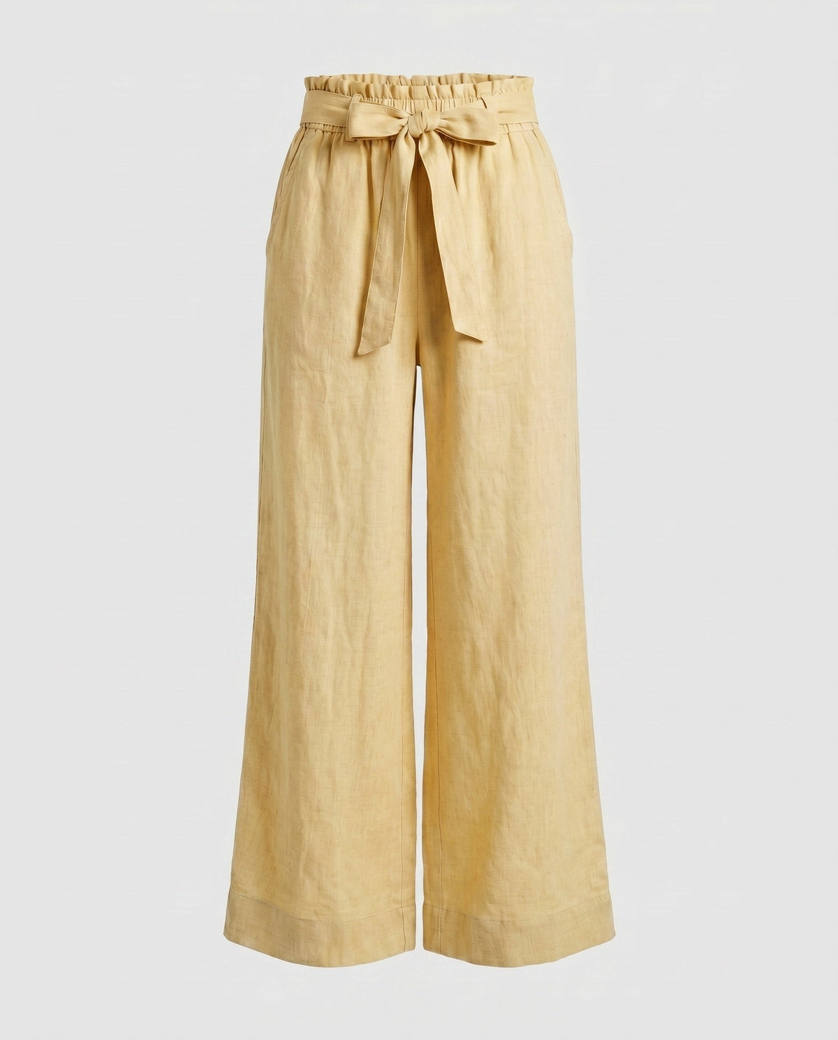 Women's Casual Linen Pants with Wide Cut and Elastic Waistband