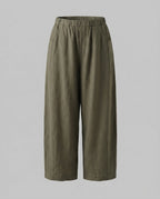 Women's Airy Linen Culotte with High Waistband and Side Pockets