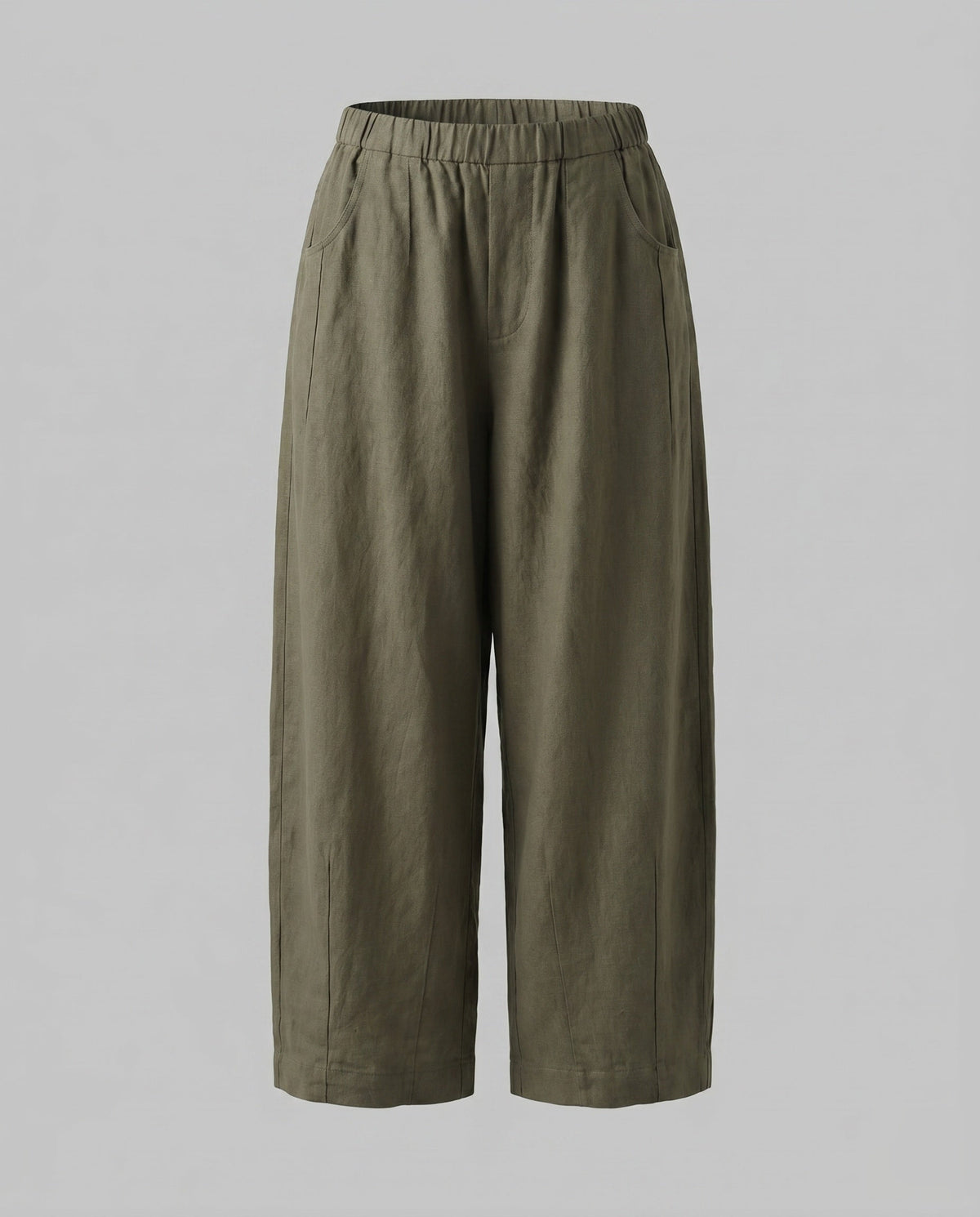 Women's Airy Linen Culotte with High Waistband and Side Pockets