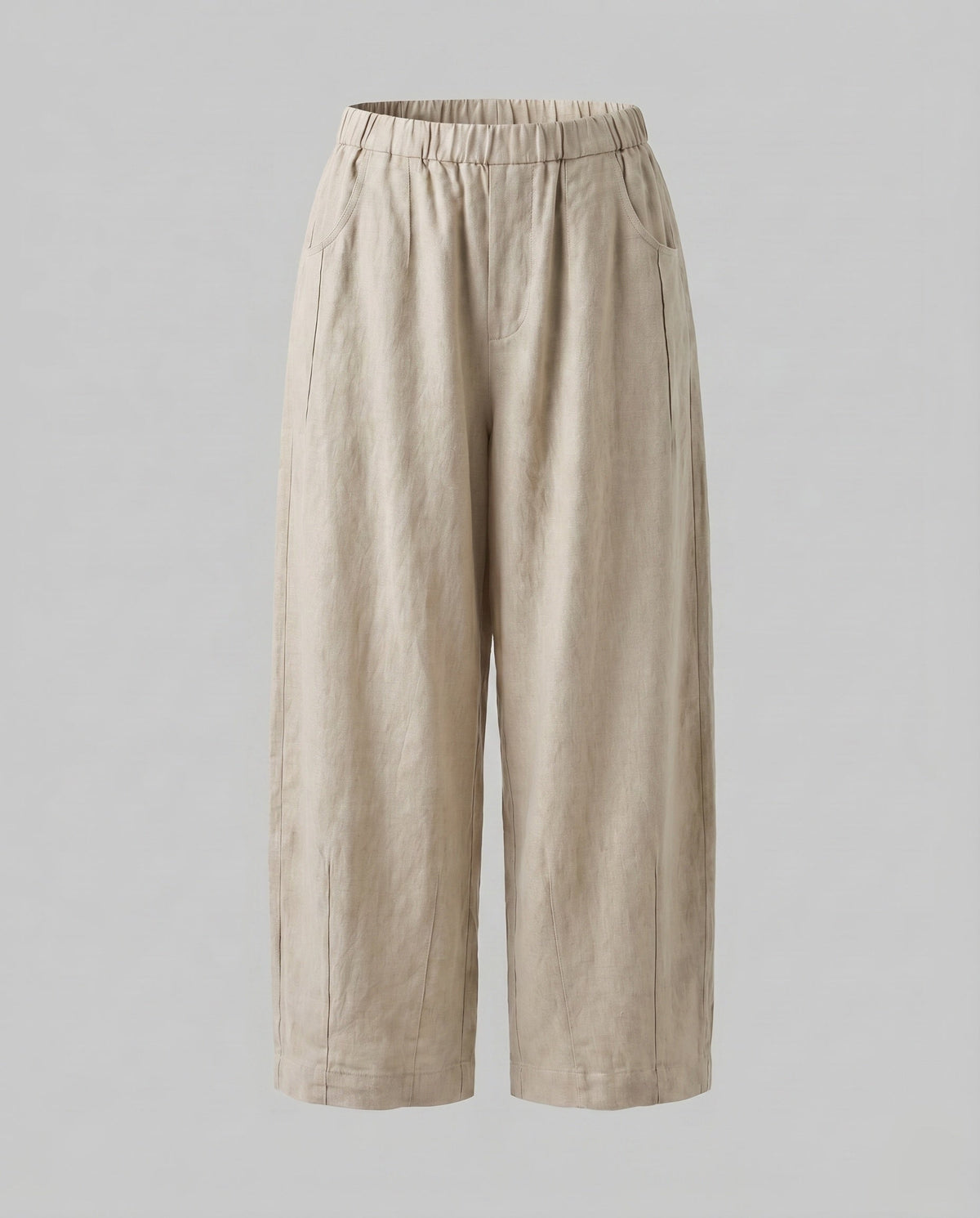 Women's Airy Linen Culotte with High Waistband and Side Pockets