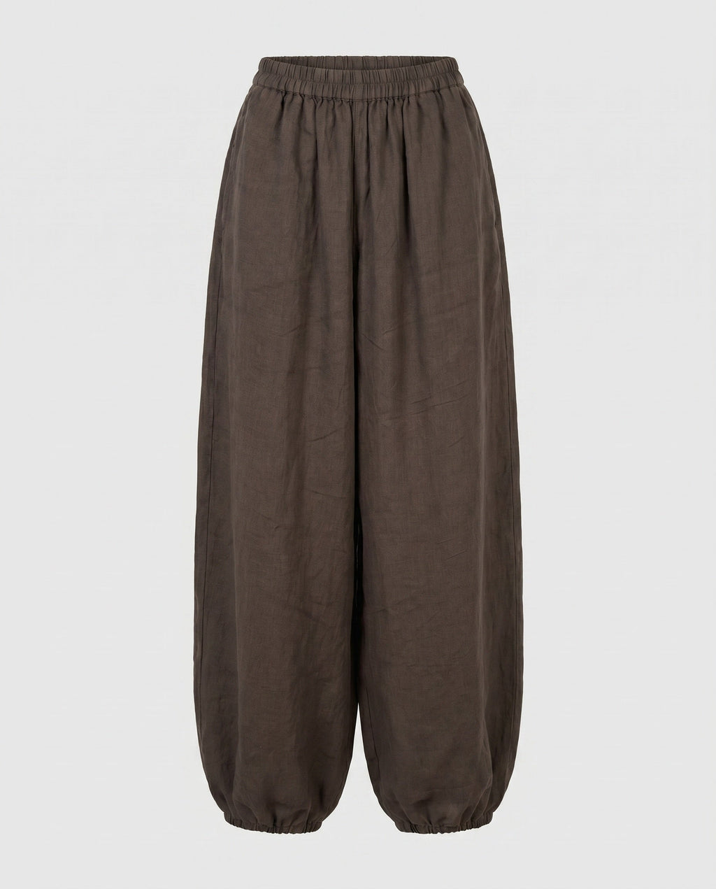 Women's Airy Linen Pants with Wide Cut and Elastic Waistband