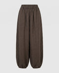 Women's Airy Linen Pants with Wide Cut and Elastic Waistband