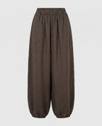 Women's Airy Linen Pants with Wide Cut and Elastic Waistband