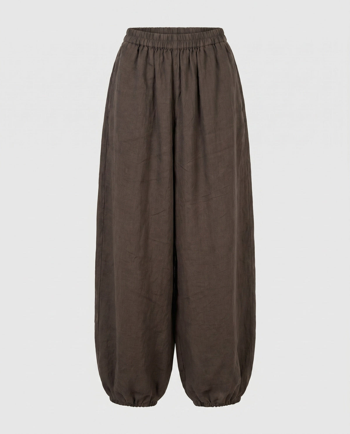 Women's Airy Linen Pants with Wide Cut and Elastic Waistband