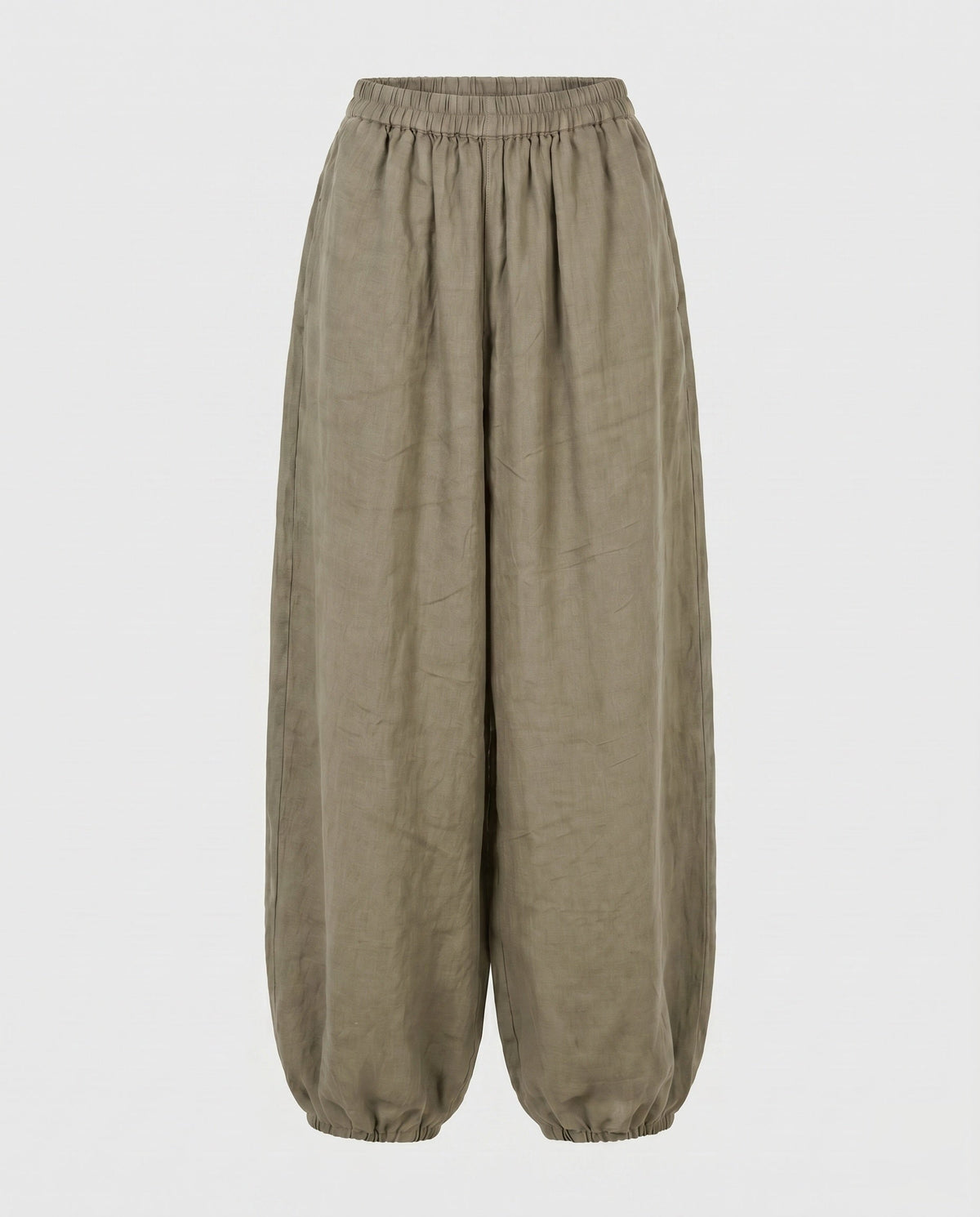 Women's Airy Linen Pants with Wide Cut and Elastic Waistband